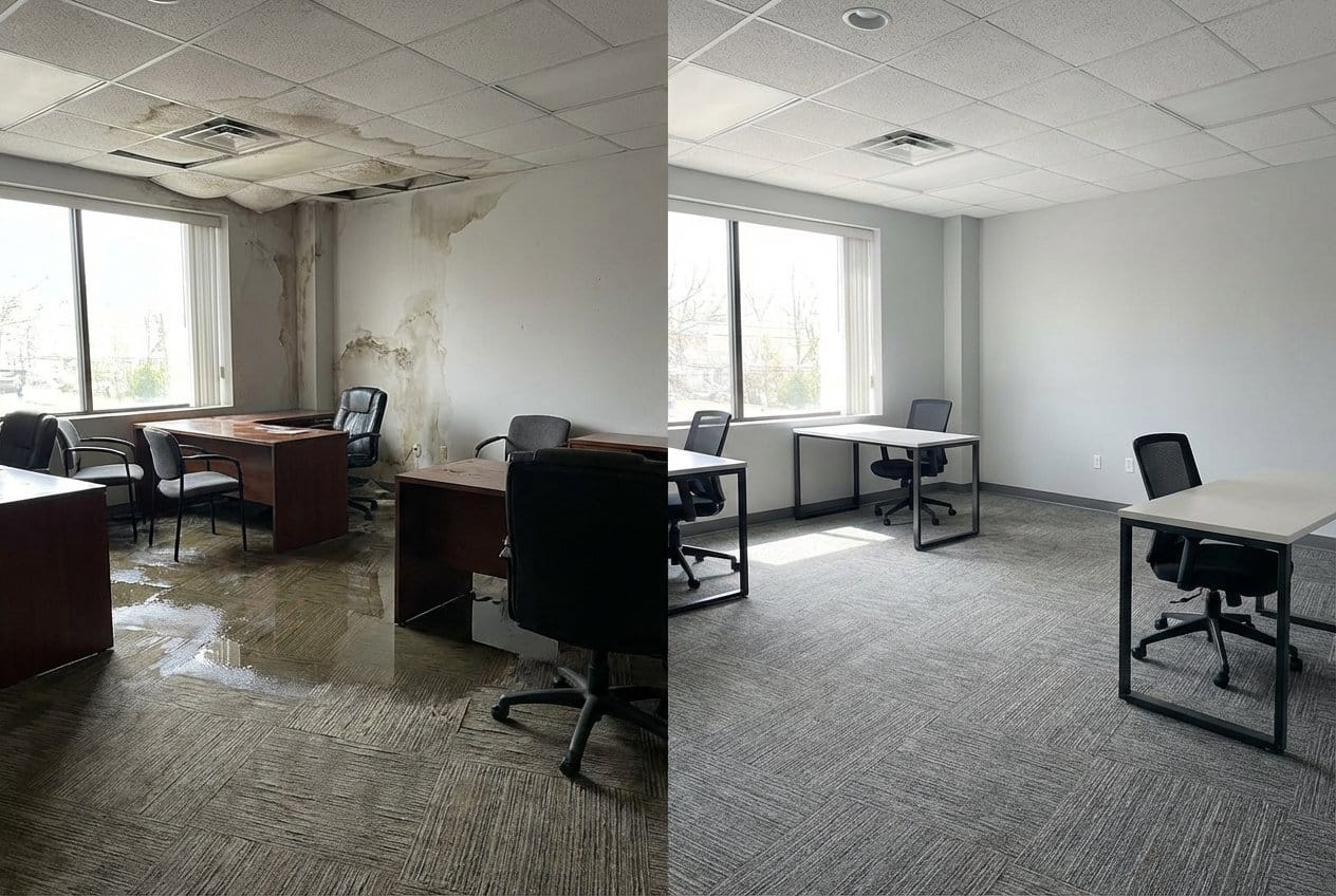 Structural Drying & Dehumidification restoration — commercial office space of commercial property in Englewood, NJ